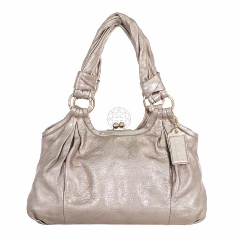 ◎美品◎ COACH スパンコール kisslock パーティバッグ シルバー COACH METALLIC SILVER LEATHER DOUBLE KISSLOCK SATCHEL BEAD